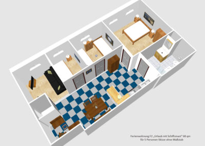 Grundriss der Ferienwohnung Haubarg F2 - Haubarg & Remise St. Peter-Ording