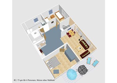 Grundriss der Ferienwohnung R2 in den Ferienwohnungen Haubarg & Remise St. Peter-Ording