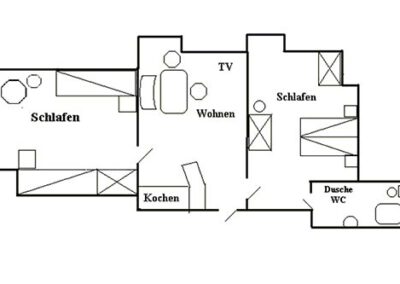 Grundriss der Ferienwohnung F6 im Haubarg & Remise St. Peter-Ording