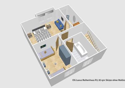 Grundriss der Ferienwohnung R3 in den Ferienwohnungen Haubarg & Remise St. Peter-Ording