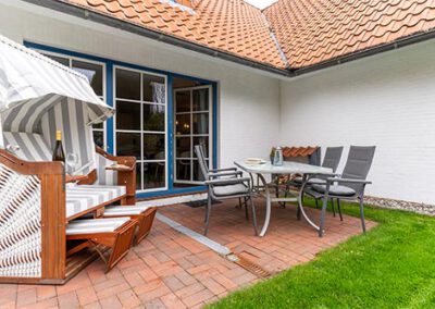 Terrasse der Ferienwohnung R3 Haubarg & Remise St. Peter-Ording